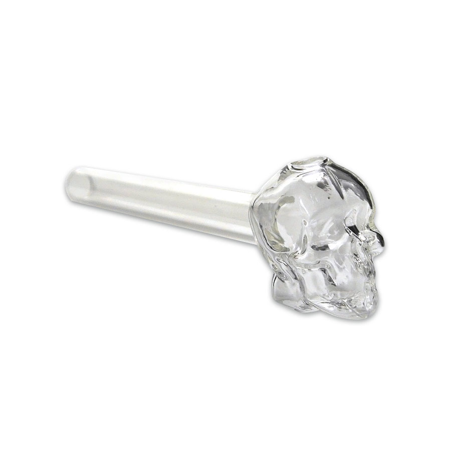 Glass oil pipe skull 10cm.