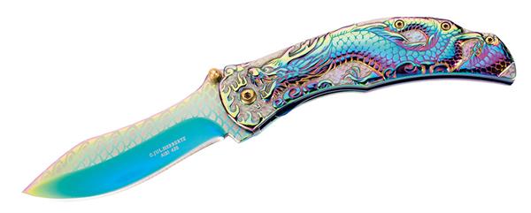 Herbertz one-hand knife / pocket knife "Rainbow Dragon"