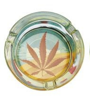 Champ LED glass ashtray "Leaves" round 5