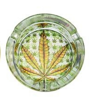Champ LED glass ashtray "Leaves" round 6
