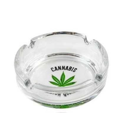 Cendrier rond en verre "Cannabis"