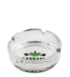 Round glass ashtray "Cannabis" 2