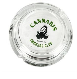 Glas-Aschenbecher rund "Cannabis" 3