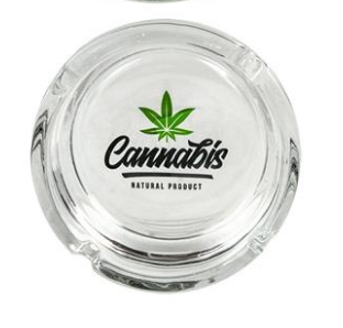 Glas-Aschenbecher rund "Cannabis" 4