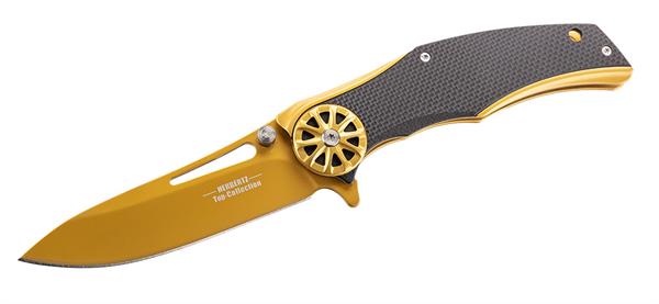 Herbertz Top Collection cuchillo de una mano / navaja de bolsillo "oro" con funda para cinturón