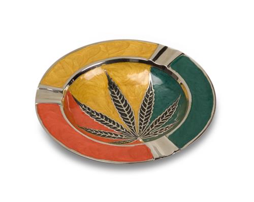 Ashtray brass design with leaf