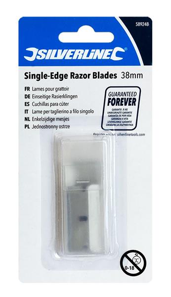 Silverline single-sided razor blades 38 mm, pack of 10