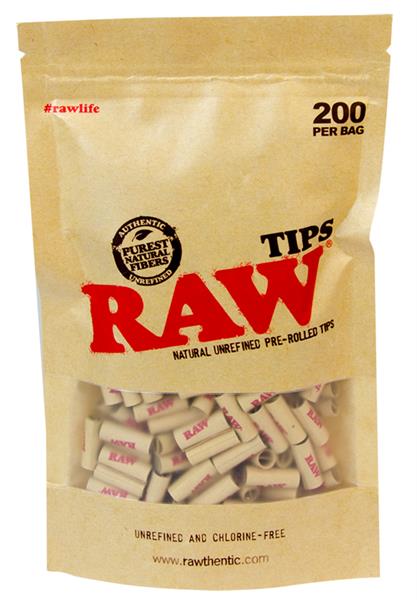 RAW PREROLLED filter tips, 6mm, bag of 200