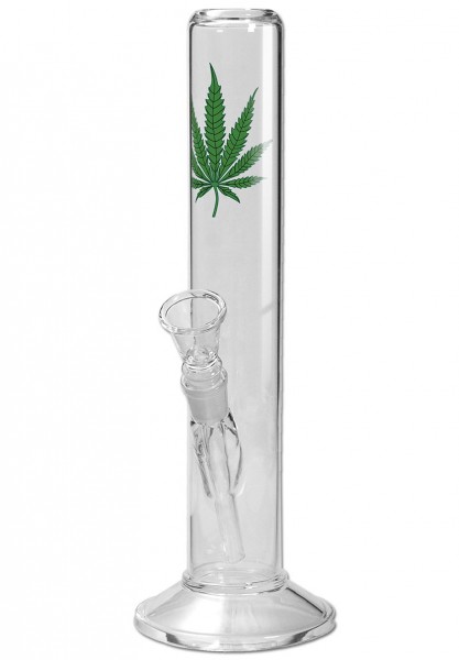 Glass bong cylinder hemp leaf