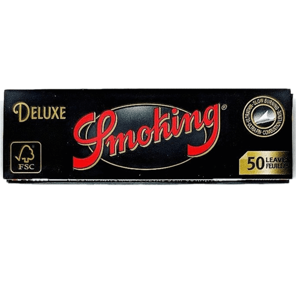 Smoking Black Deluxe 1 1/4 Rice Cigarette Rolling Papers 50 Sheets
